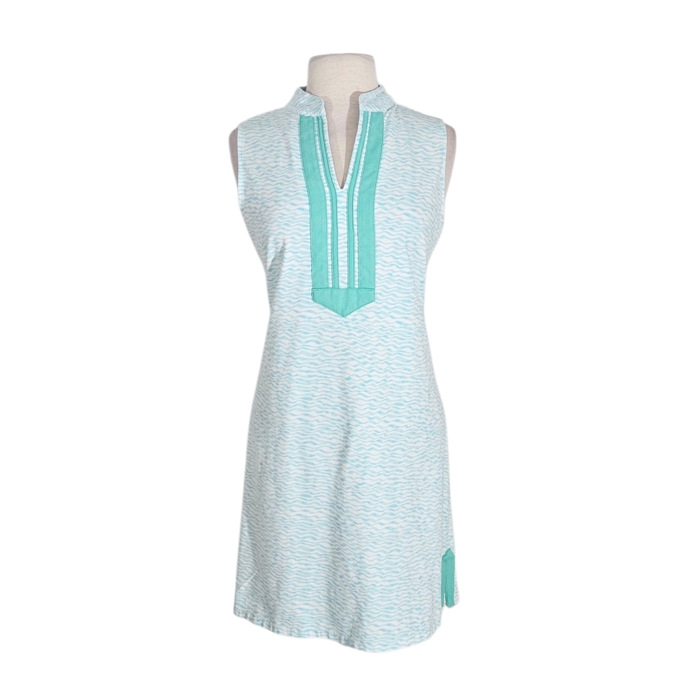 Duffield Lane Aqua Wave Print Mackinac Dress Like New